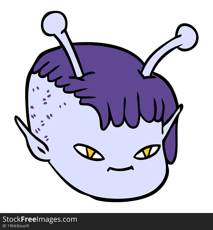 cartoon alien space girl face. cartoon alien space girl face