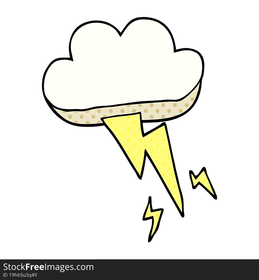 cartoon doodle thundercloud and lightning