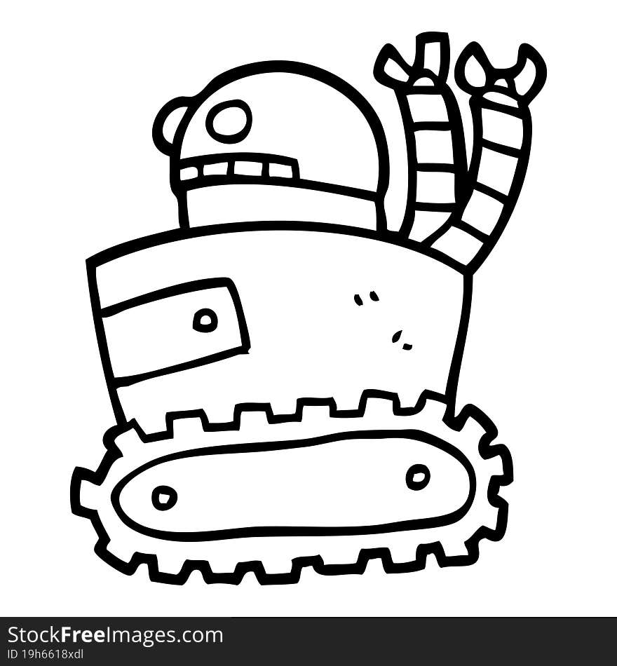 Line Drawing Cartoon Robot