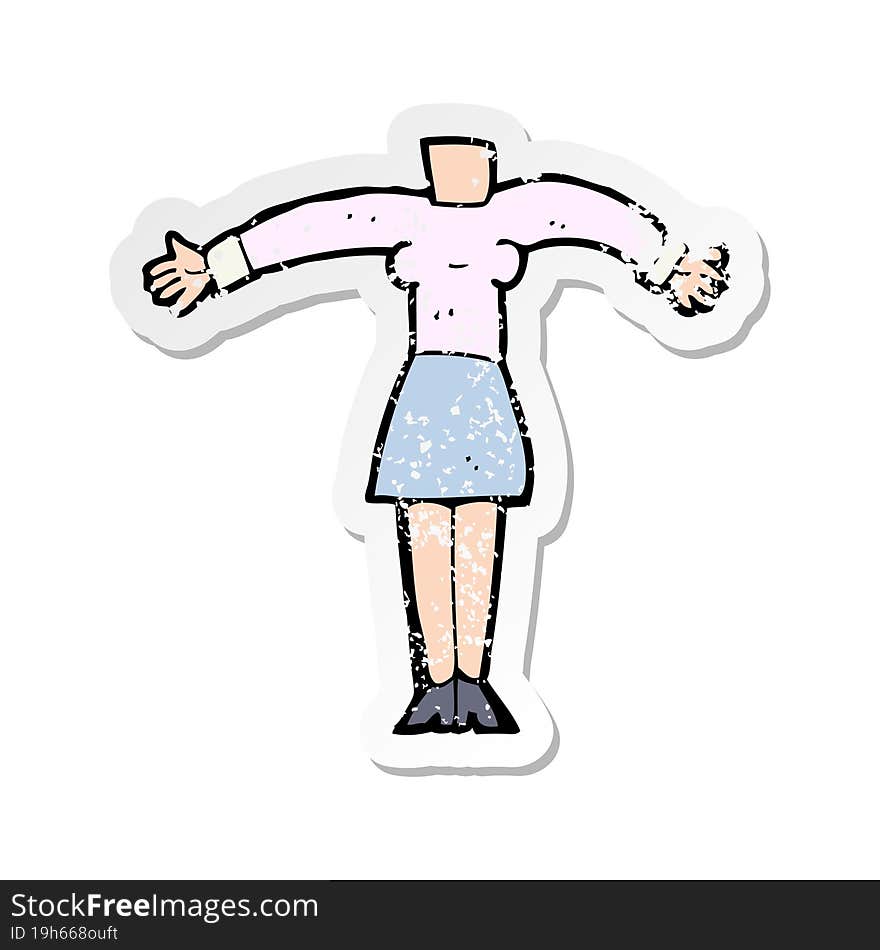 retro distressed sticker of a cartoon female body