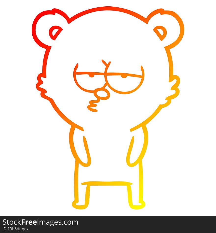 warm gradient line drawing bored polar bear cartoon