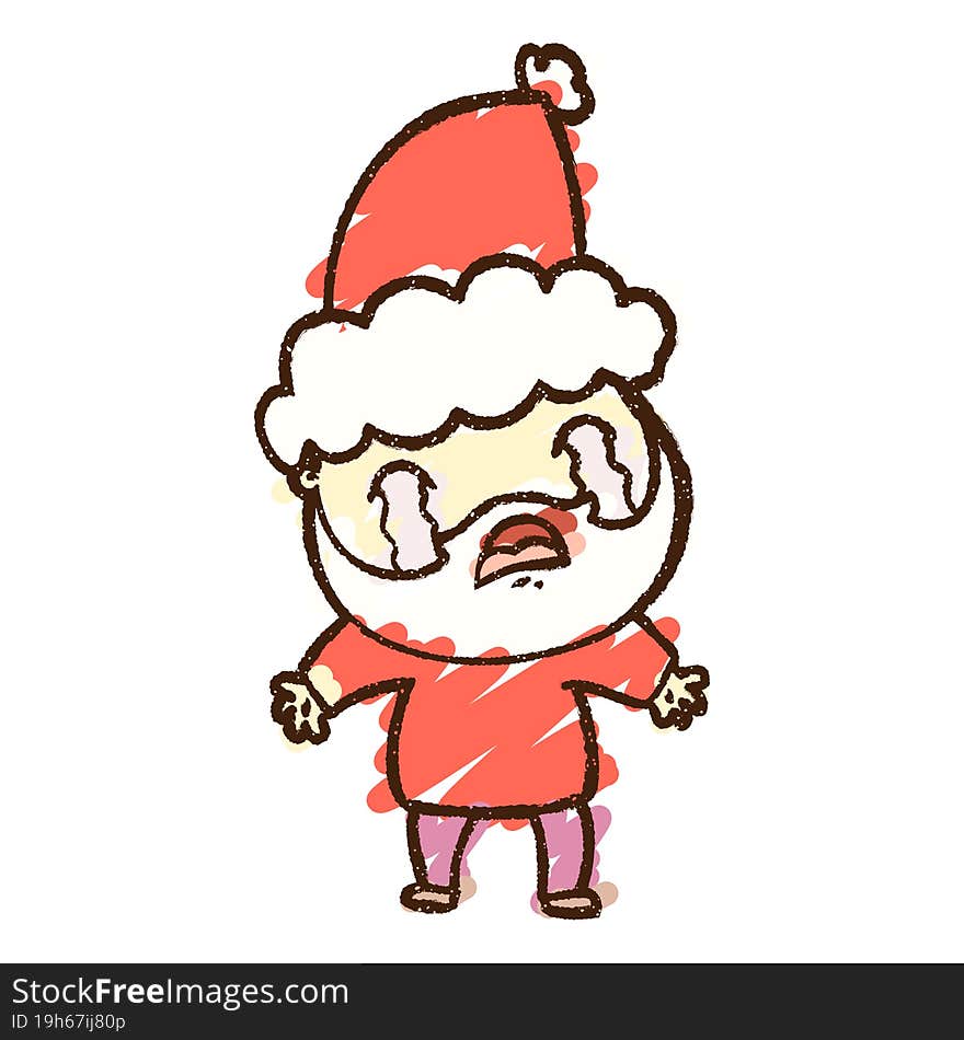 Crying Santa Chalk Drawing