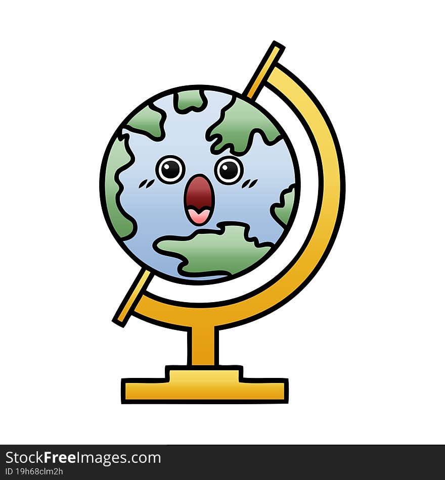 Gradient Shaded Cartoon Globe Of The World