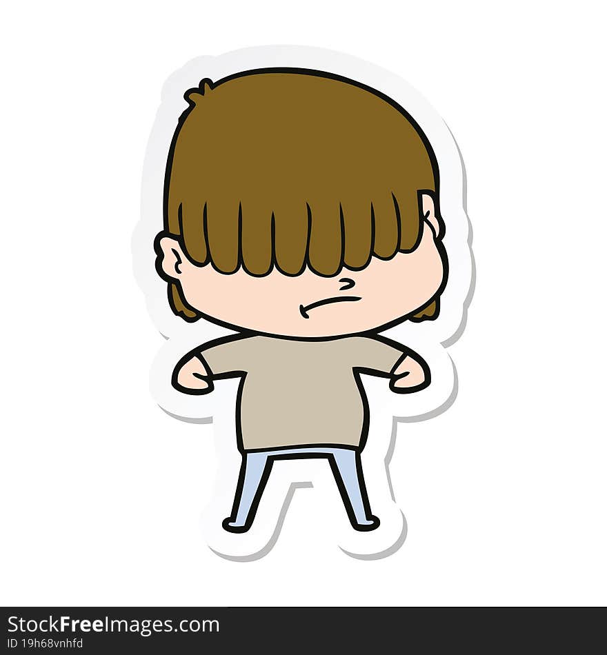 sticker of a cartoon boy with untidy hair