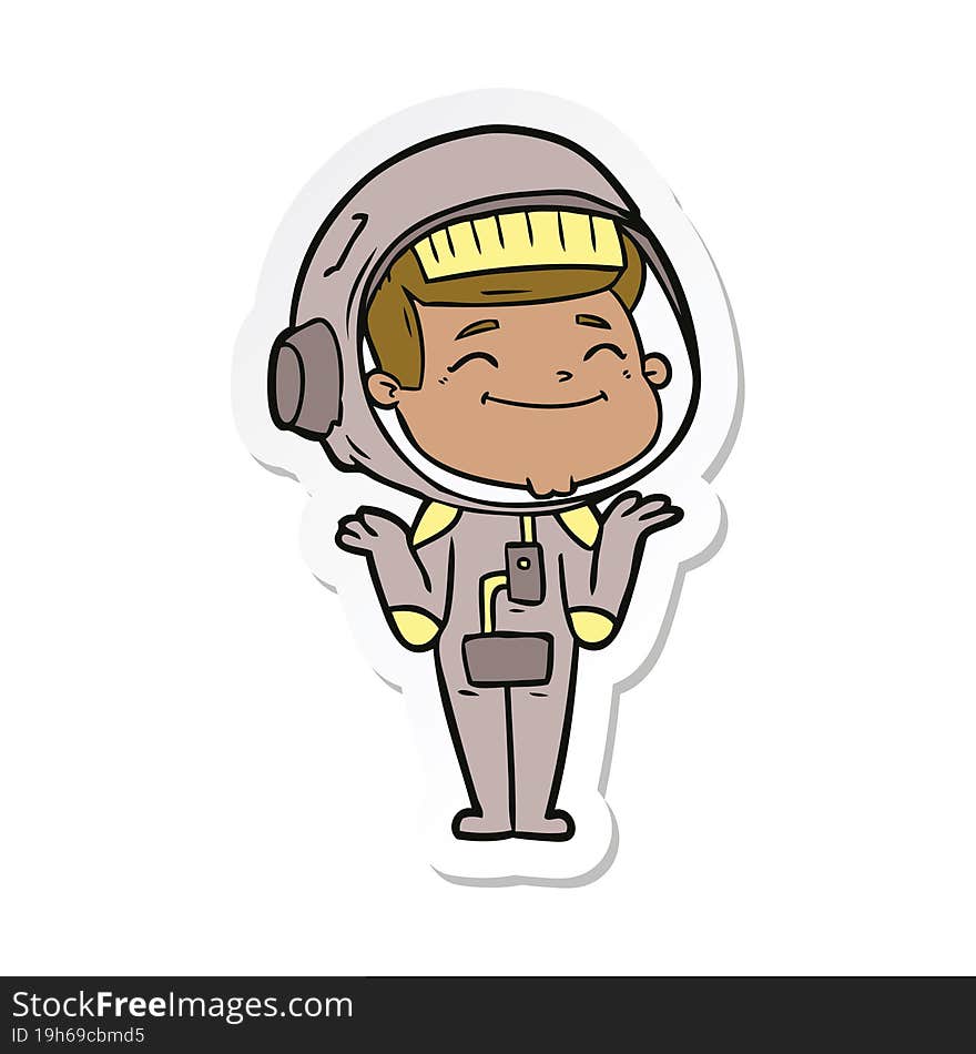 Sticker Of A Happy Cartoon Astronaut