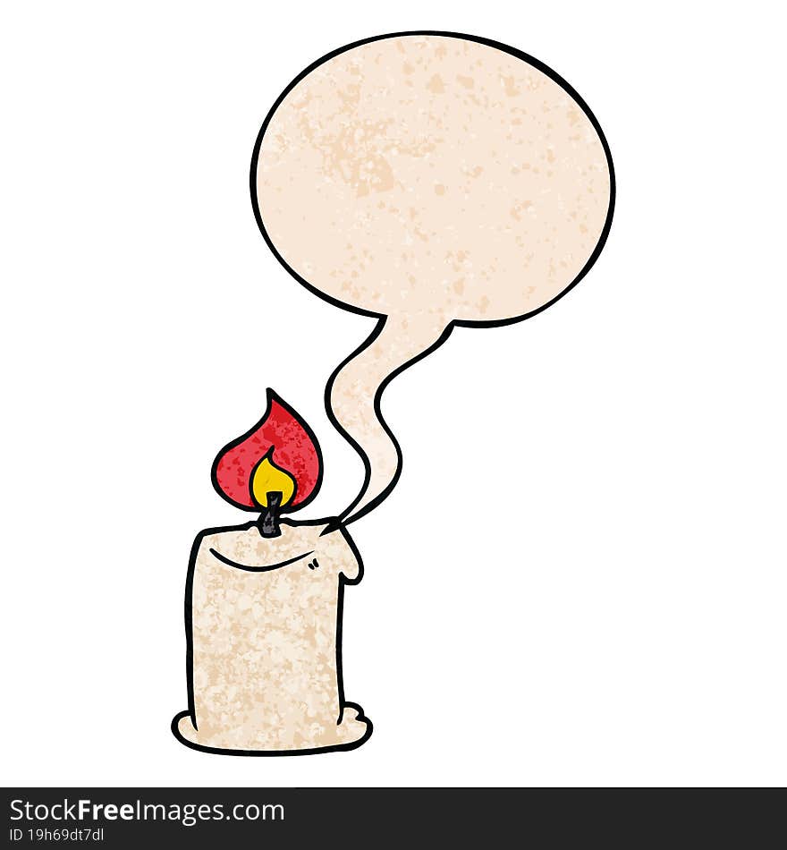 Cartoon Candle And Speech Bubble In Retro Texture Style