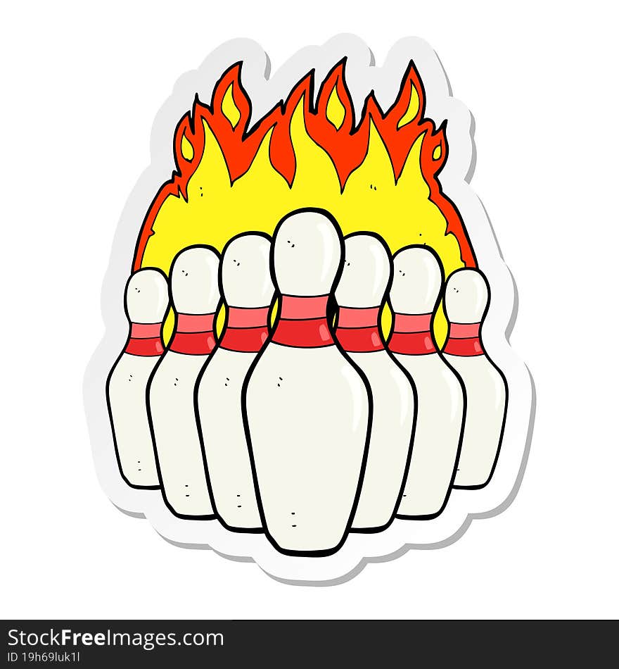 sticker of a cartoon flaming skittles