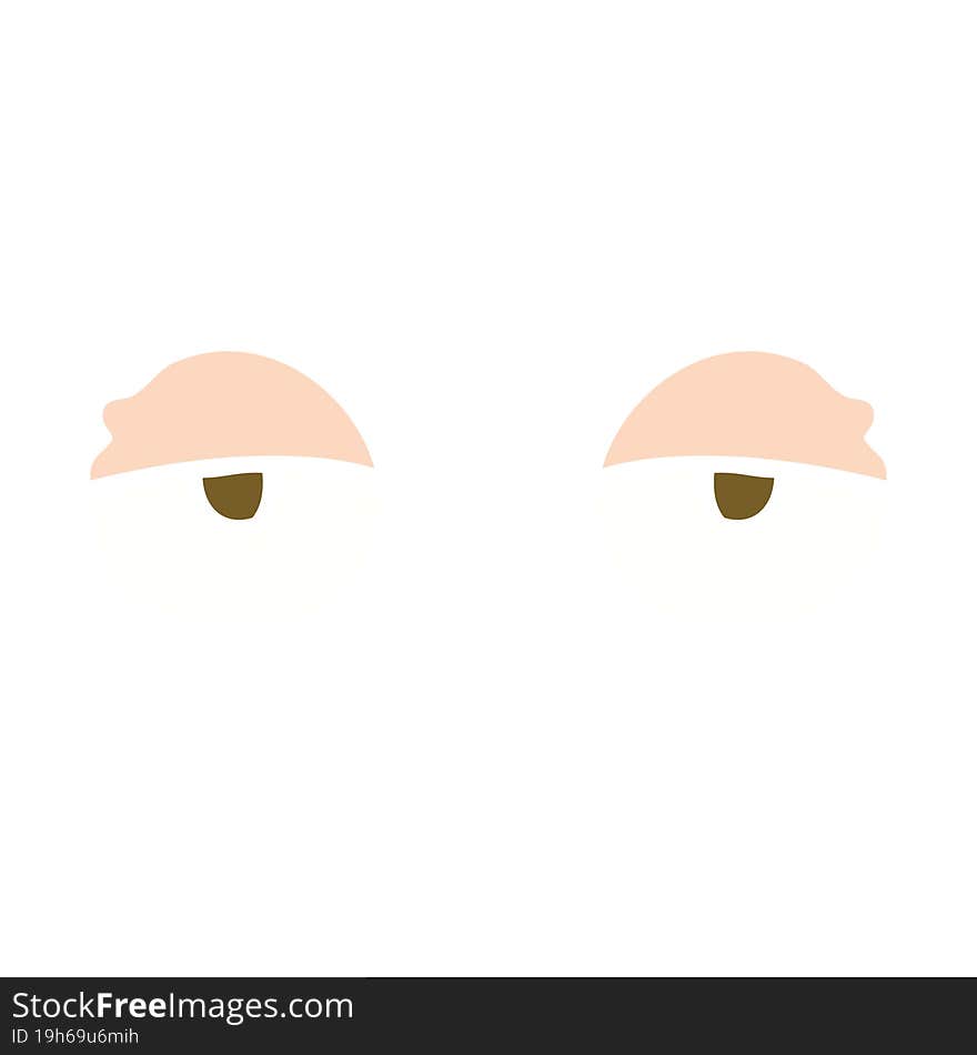 Flat Color Illustration Of A Cartoon Tired Eyes