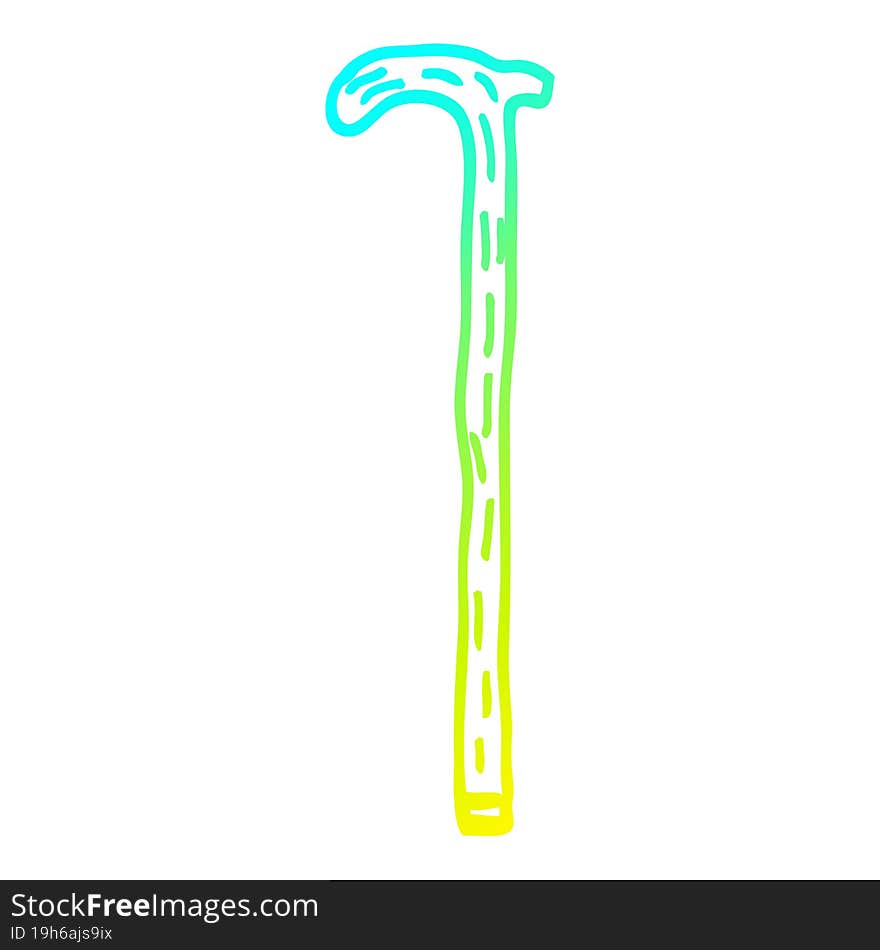 cold gradient line drawing cartoon walking stick