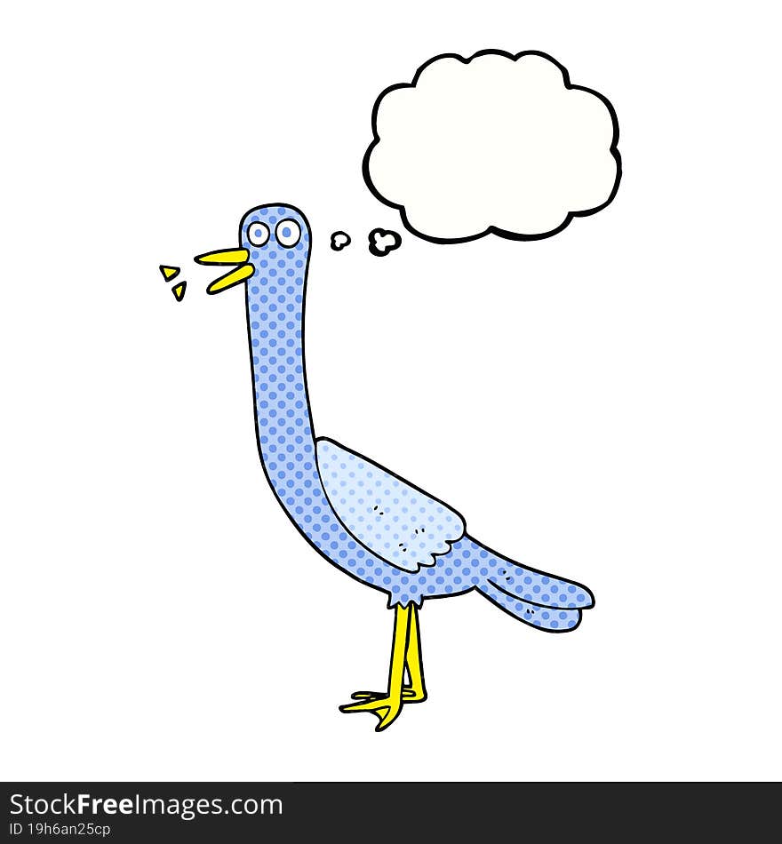 freehand drawn thought bubble cartoon bird