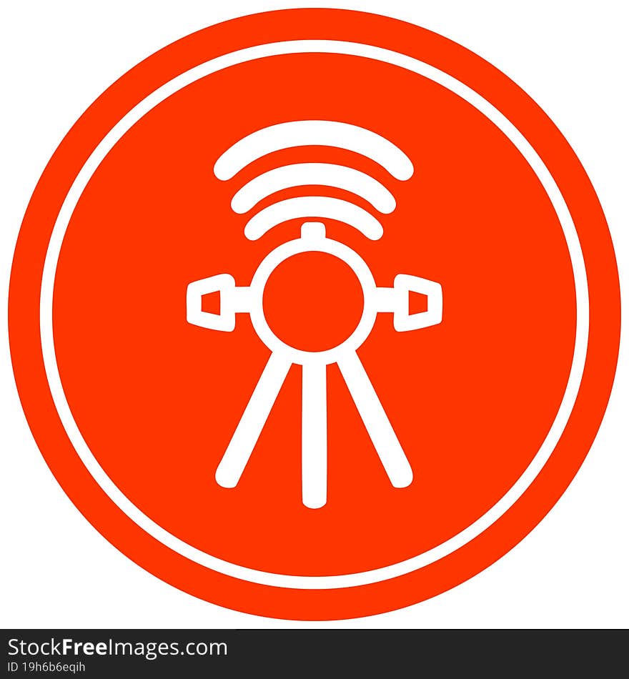 communications satellite circular icon symbol