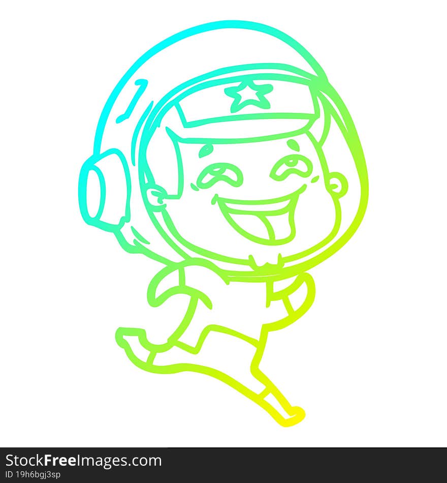 cold gradient line drawing cartoon laughing astronaut