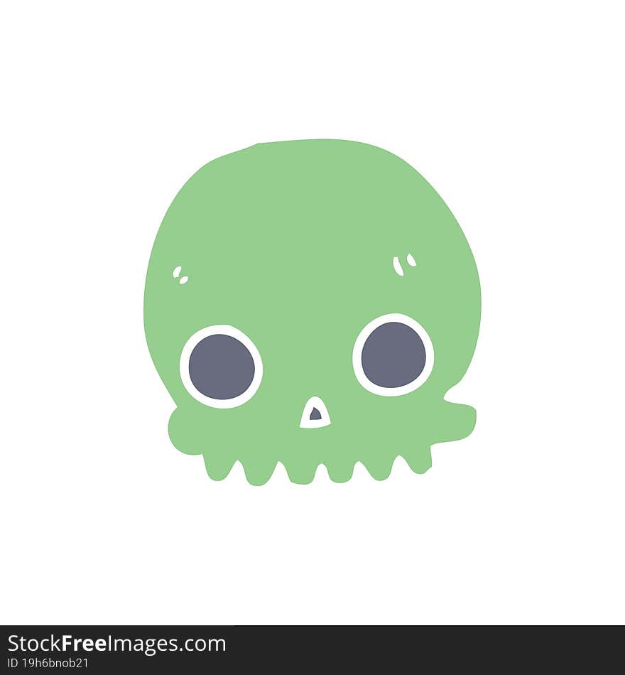 flat color style cartoon skull