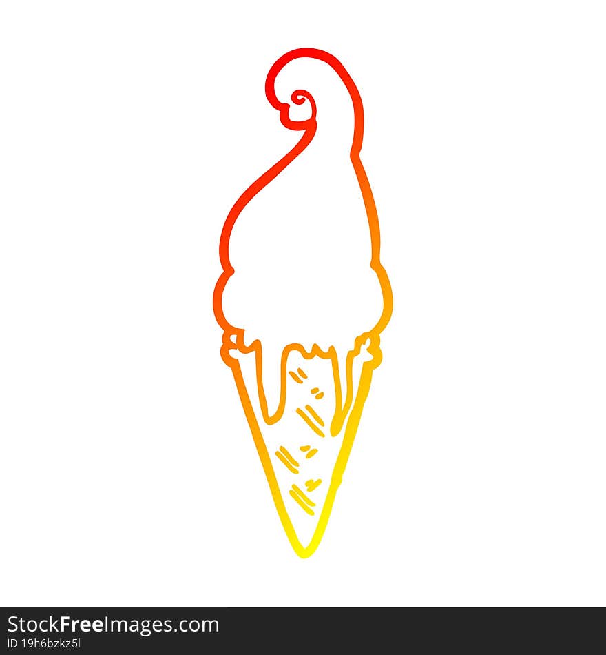 warm gradient line drawing cartoon ice cream