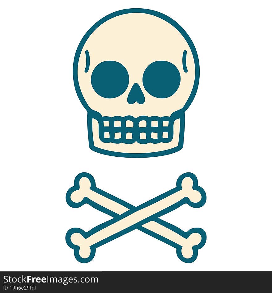 tattoo style icon of a skull and bones