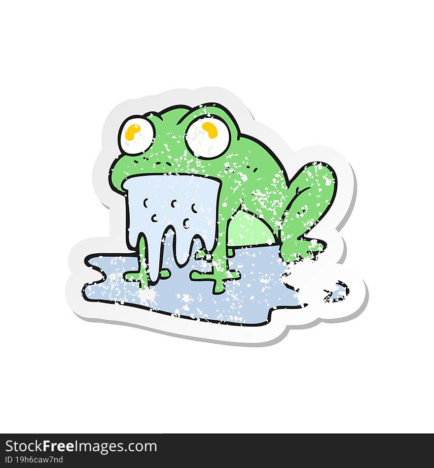 retro distressed sticker of a cartoon gross little frog