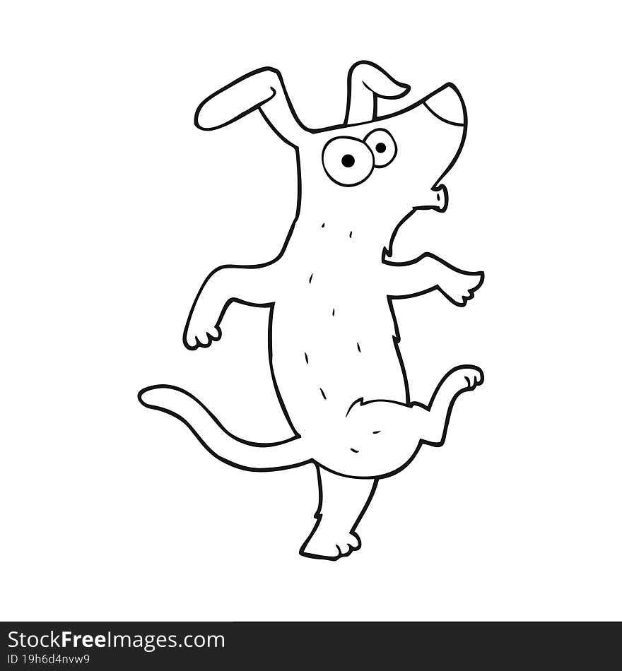 black and white cartoon dancing dog