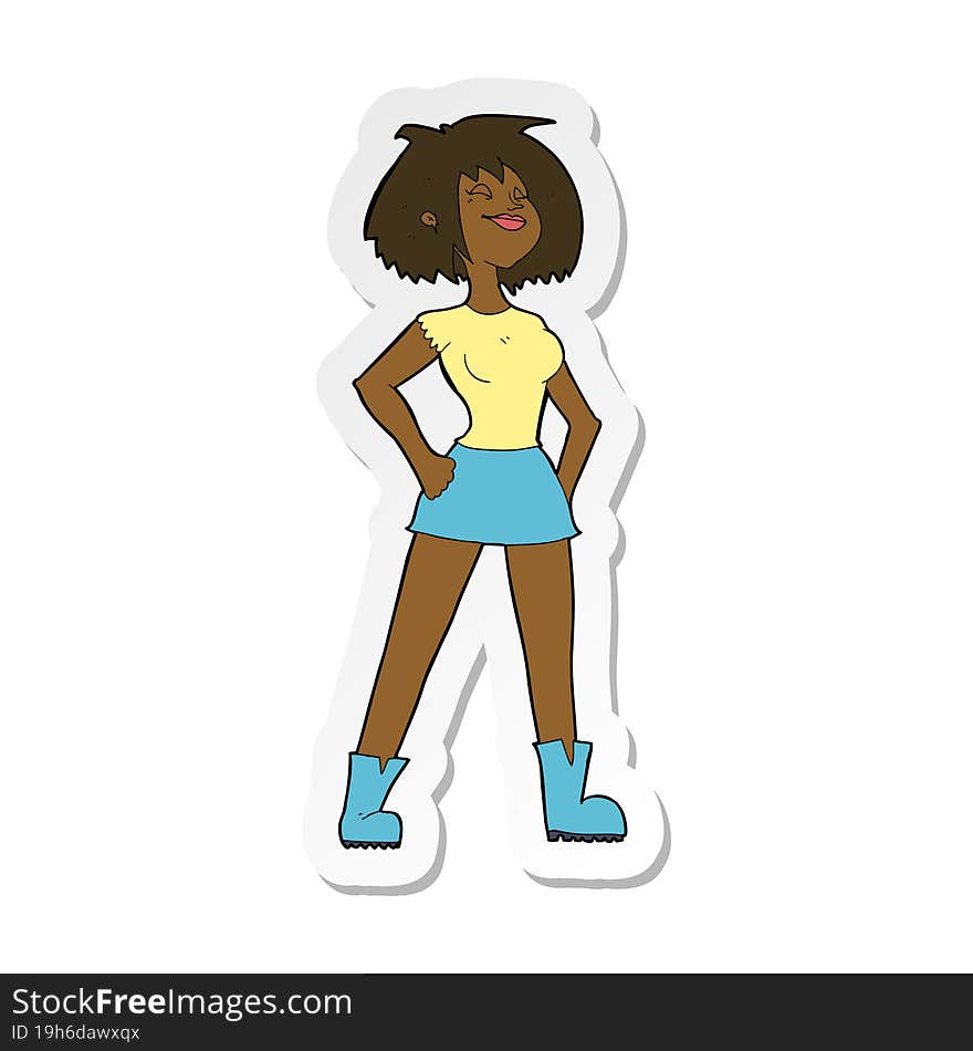 sticker of a cartoon capable woman