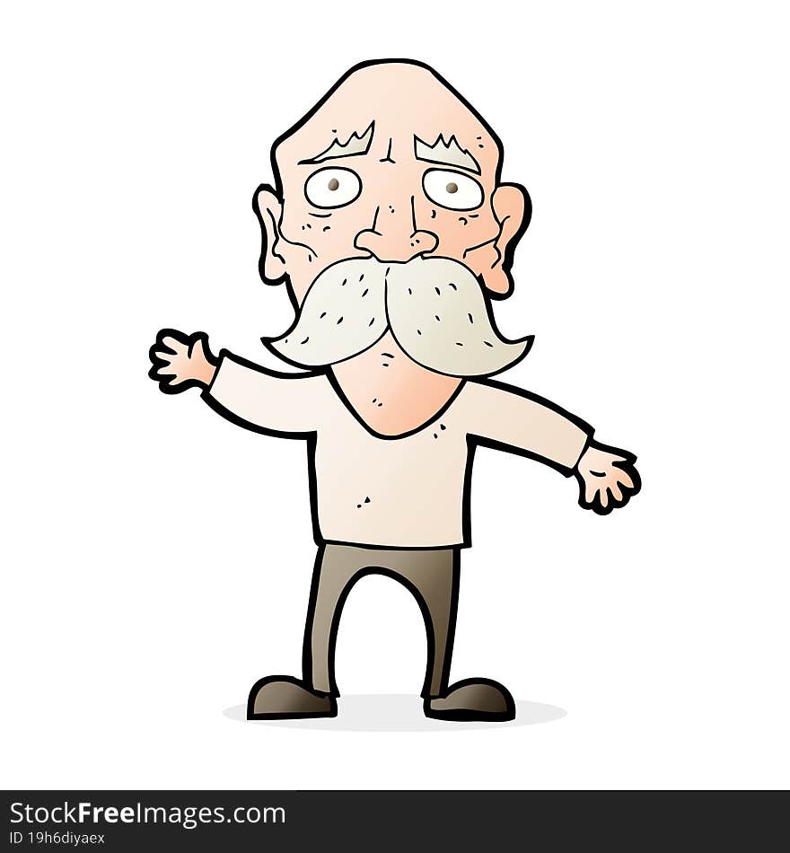 Cartoon Worried Old Man