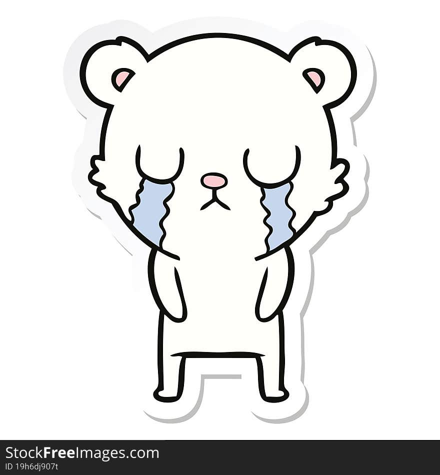 Sticker Of A Crying Polar Bear Cartoon