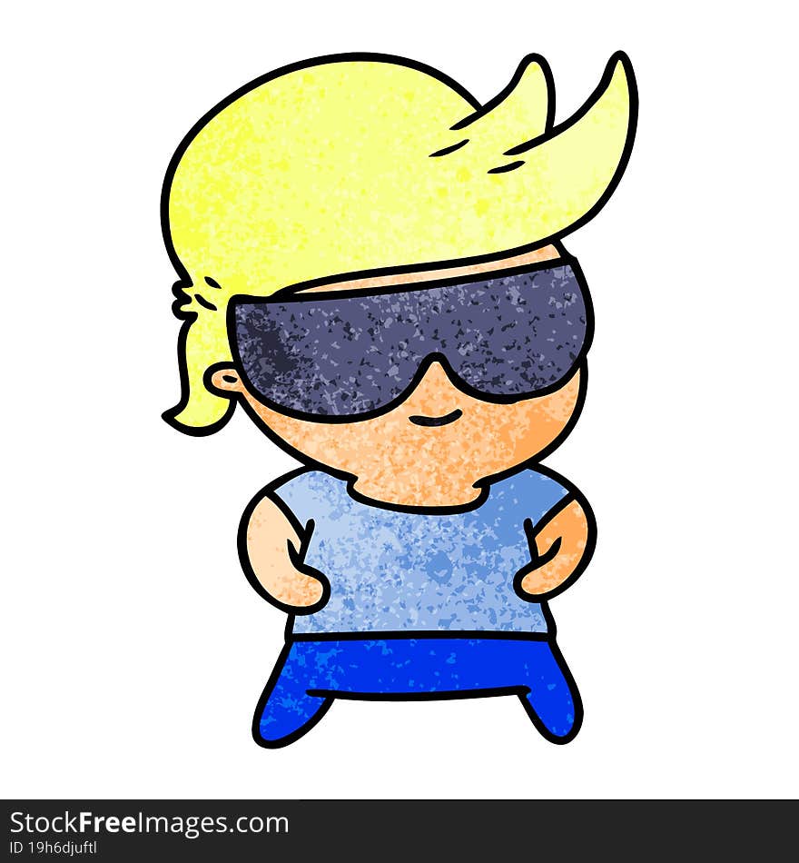 textured cartoon kawaii kid with shades