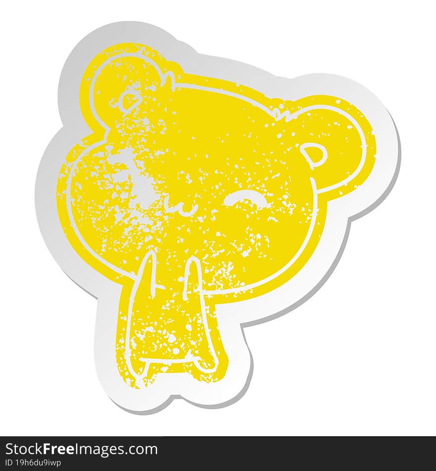 distressed old cartoon sticker kawaii cute teddy bear. distressed old cartoon sticker kawaii cute teddy bear