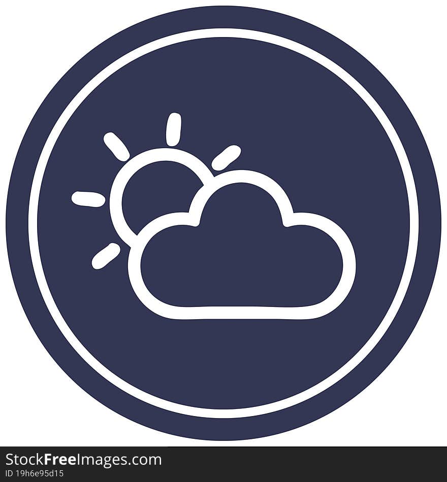 sun and cloud circular icon