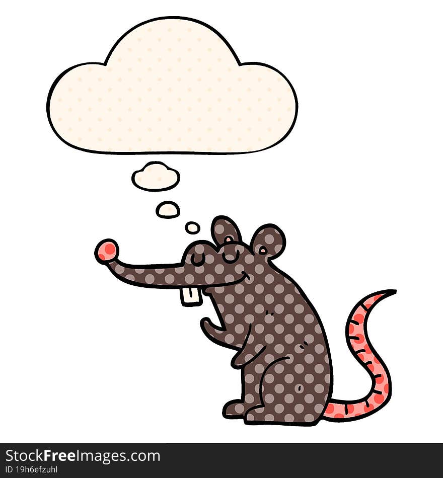 cartoon rat with thought bubble in comic book style