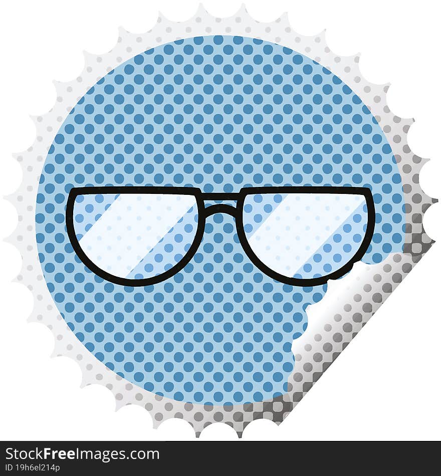 spectacles round sticker stamp