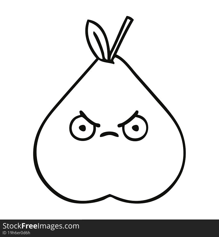 line drawing cartoon green pear