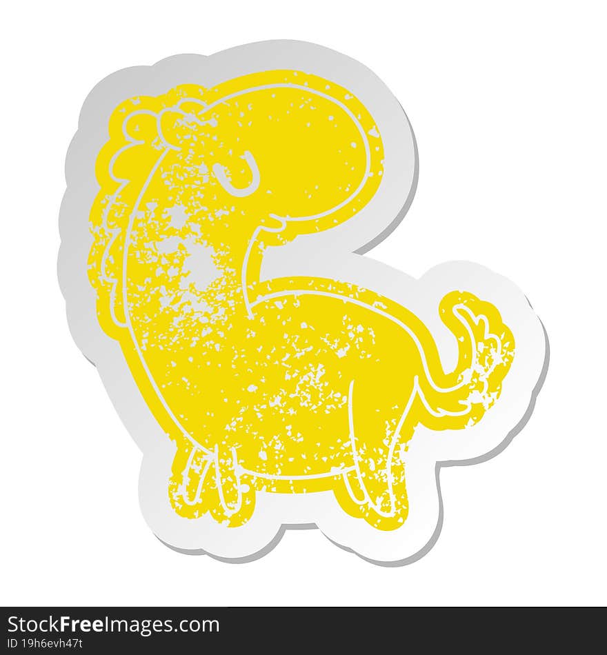 distressed old cartoon sticker kawaii of a cute horse. distressed old cartoon sticker kawaii of a cute horse