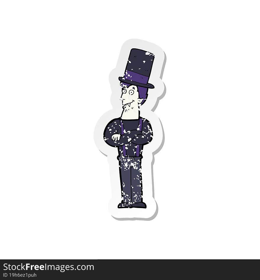 Retro Distressed Sticker Of A Cartoon Spooky Vampire