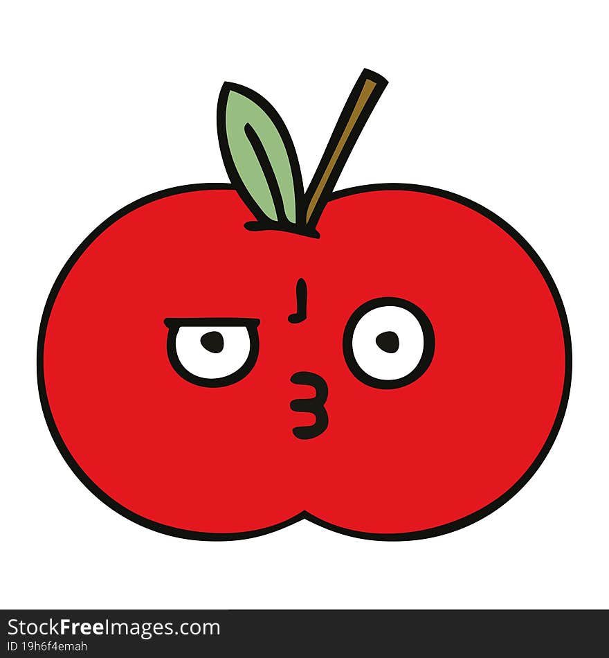 Cute Cartoon Red Apple