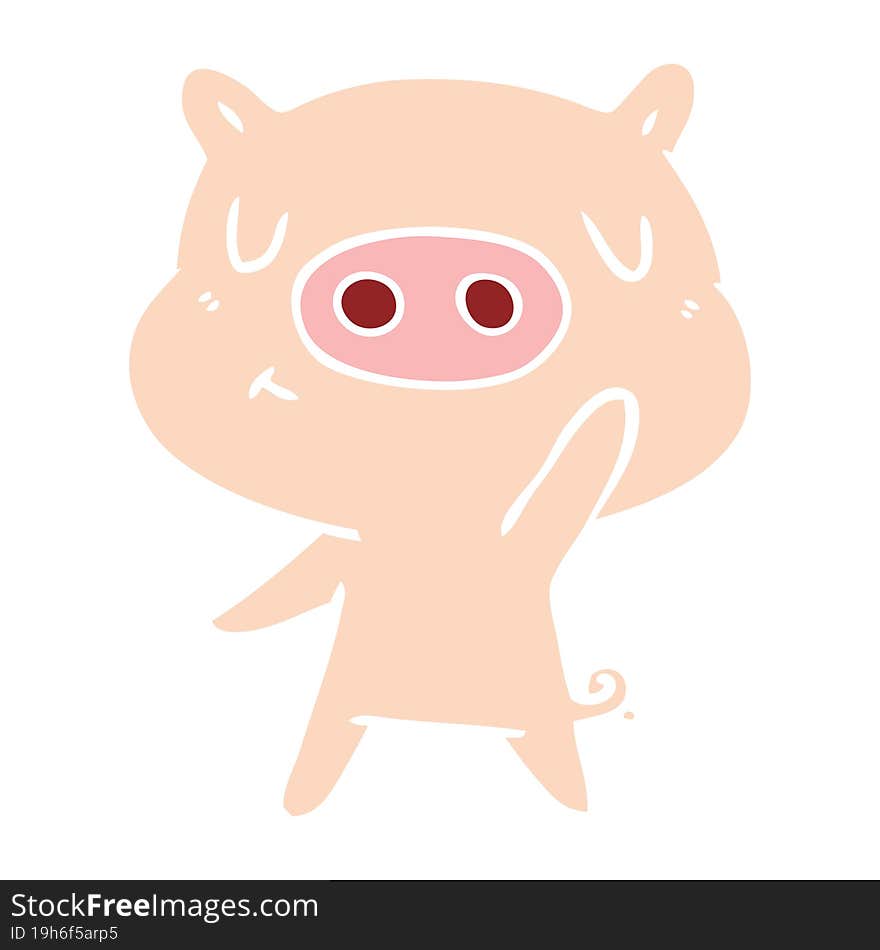 Flat Color Style Cartoon Content Pig