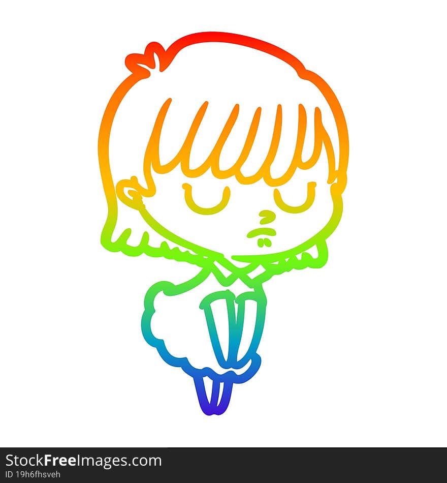 rainbow gradient line drawing of a cartoon woman