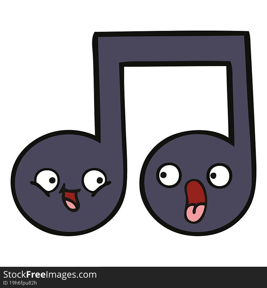 cute cartoon of a musical note. cute cartoon of a musical note