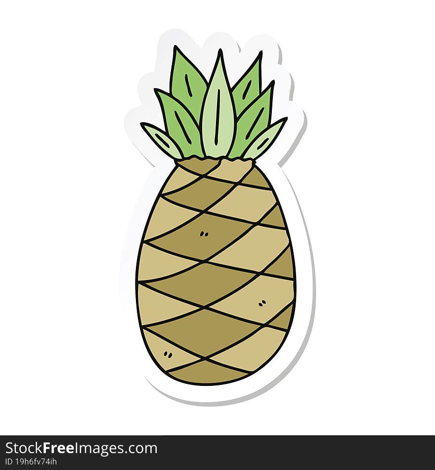 sticker of a quirky hand drawn cartoon pineapple