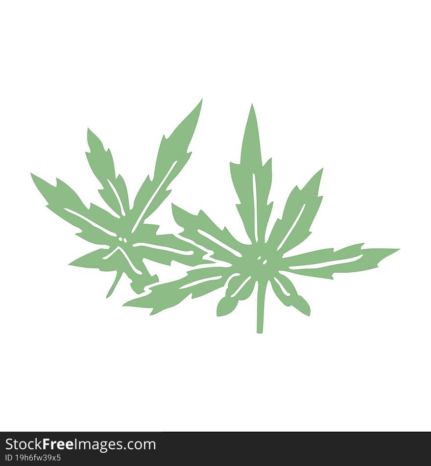 Cartoon Doodle Marijuana Leaves