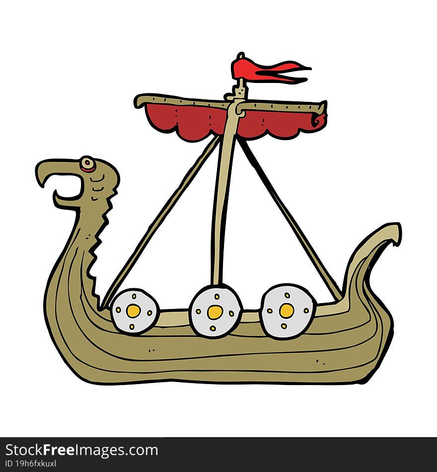 cartoon viking ship