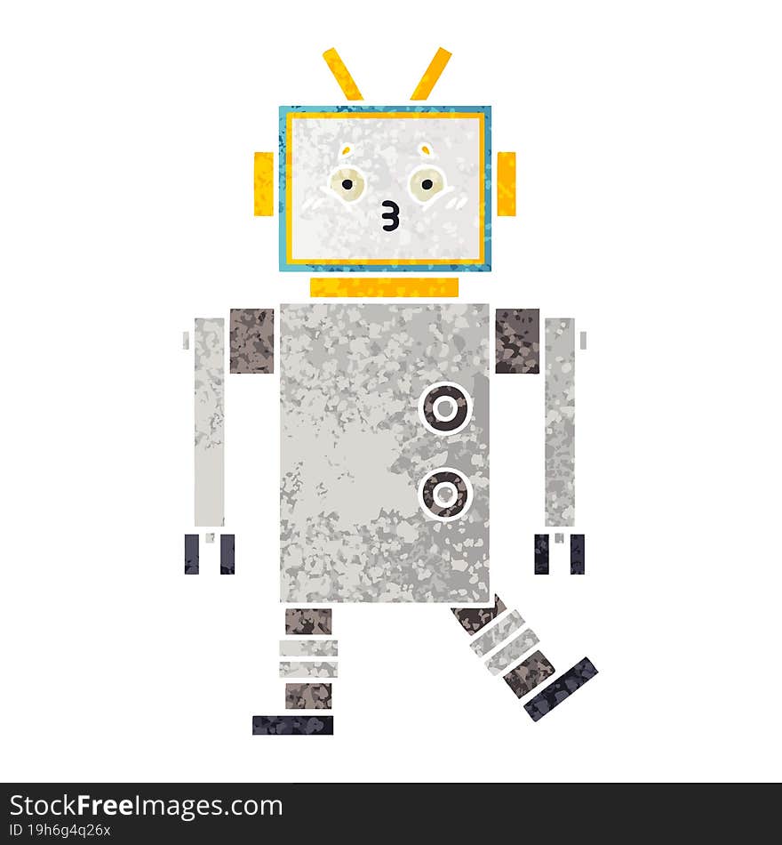 retro illustration style cartoon of a robot