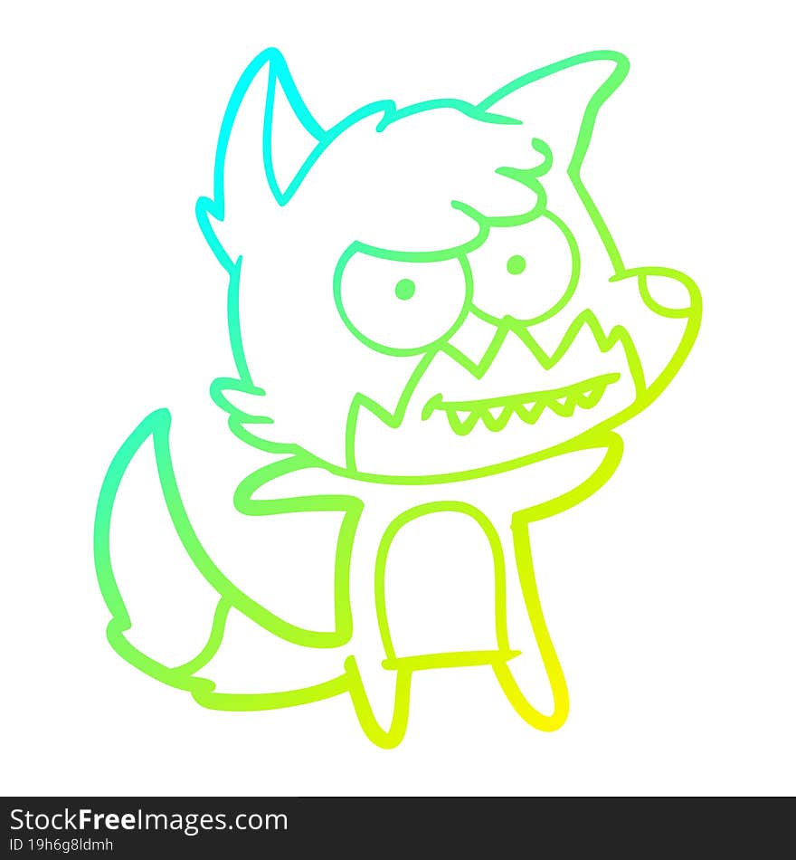 cold gradient line drawing cartoon grinning fox