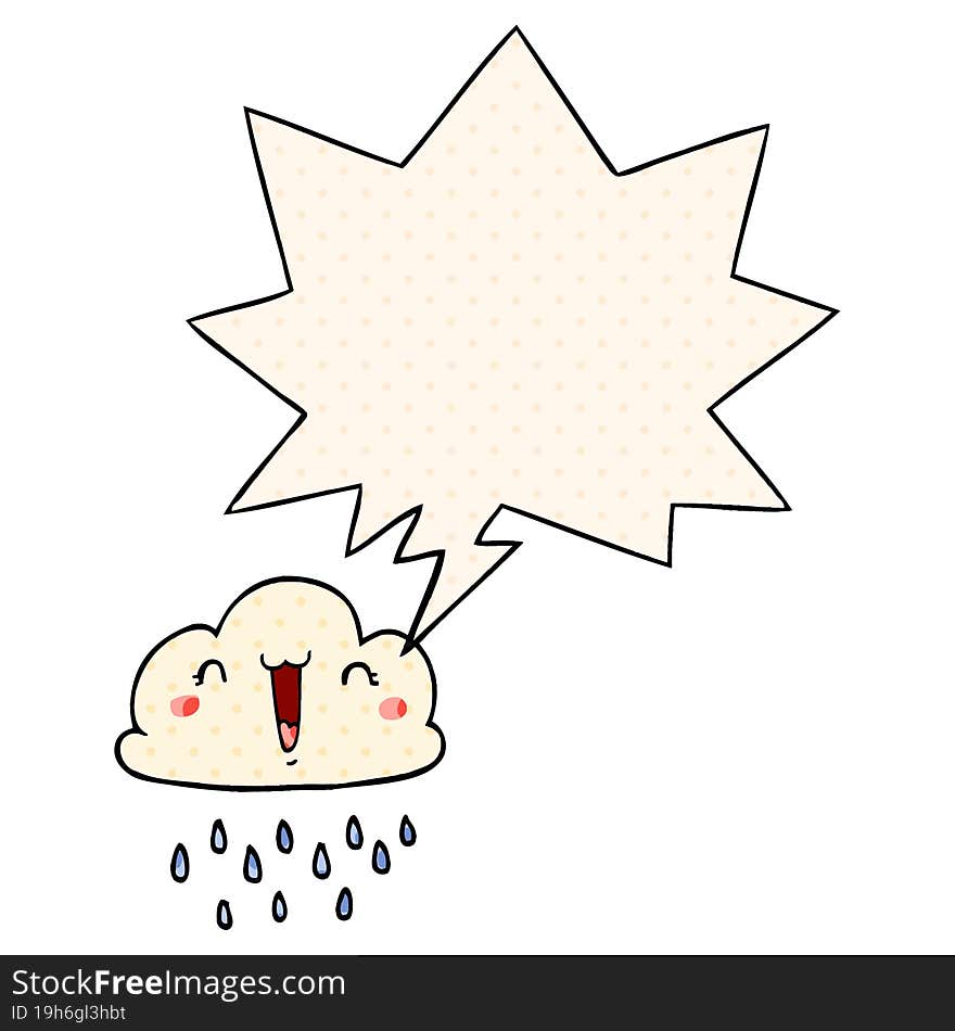 cartoon storm cloud and speech bubble in comic book style