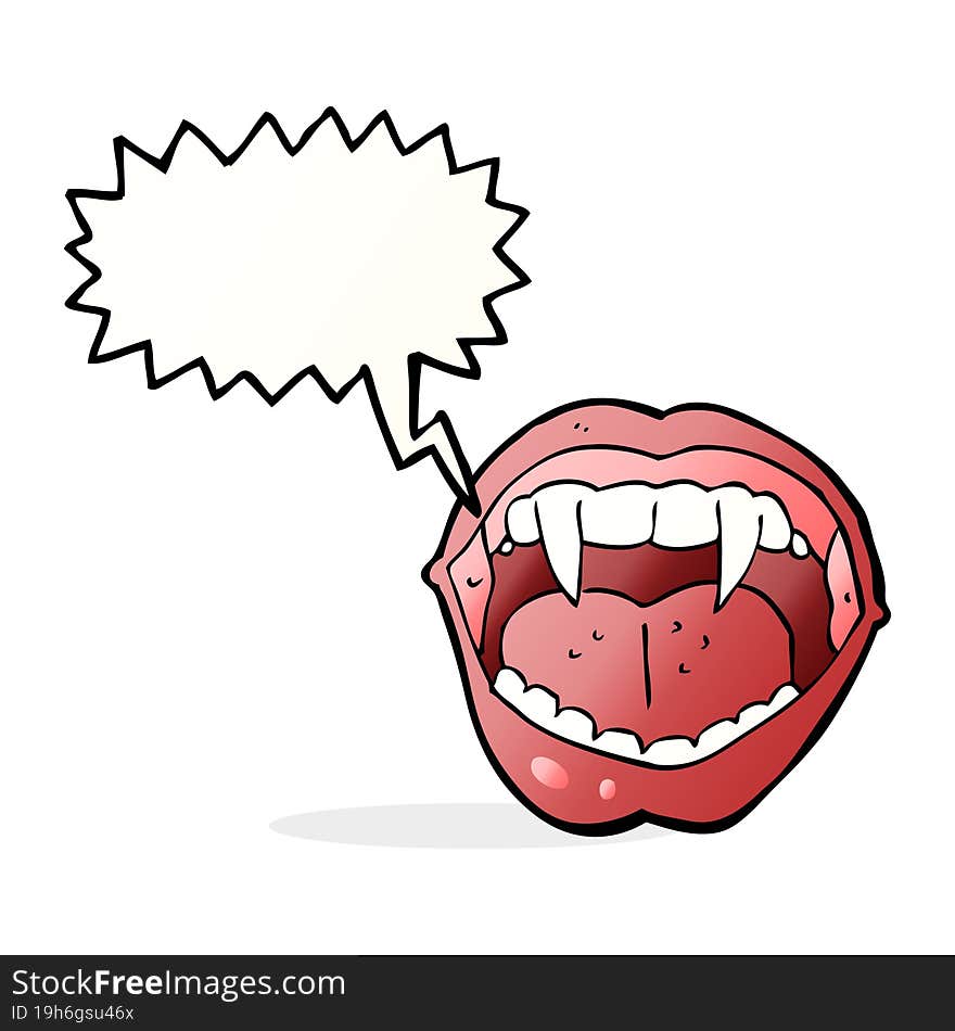 cartoon vampire mouth with speech bubble