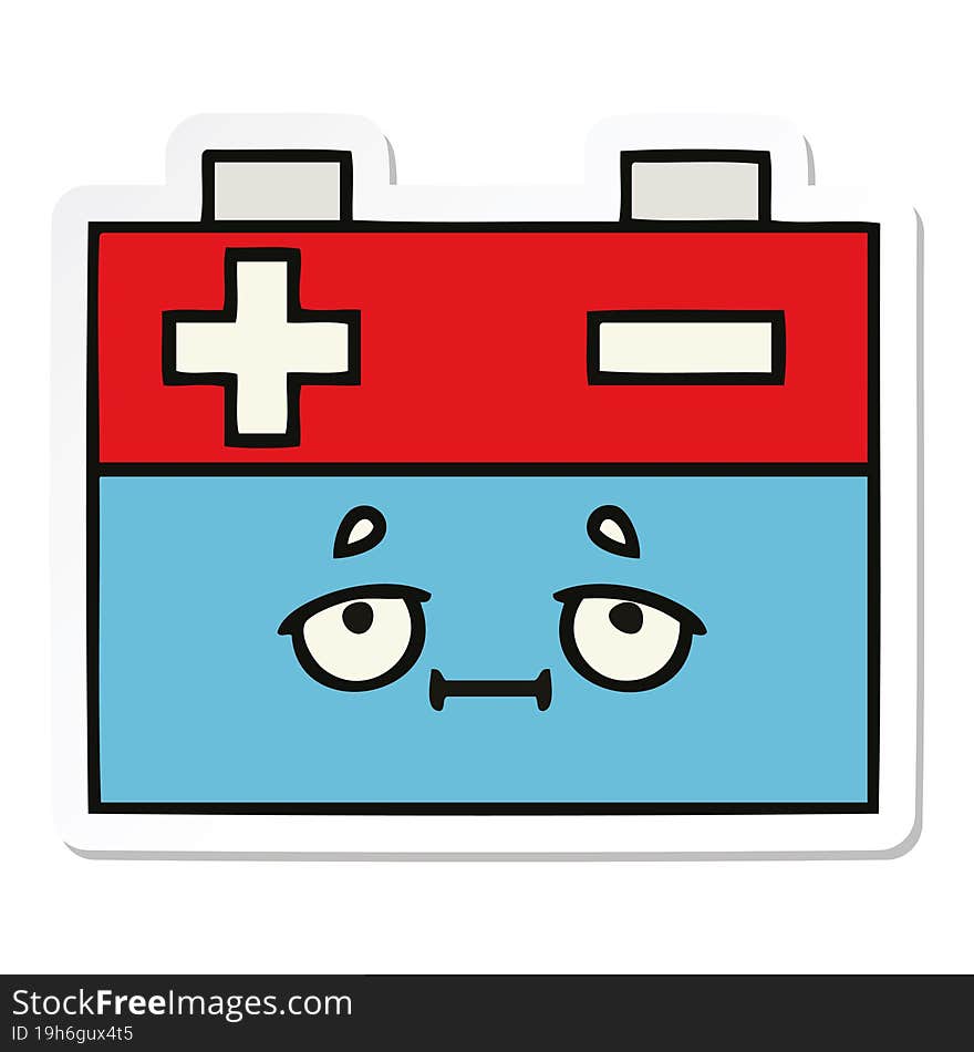 Sticker Of A Cute Cartoon Car Battery