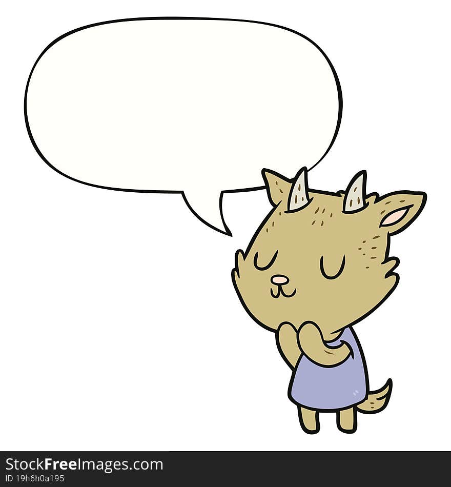 cute cartoon goat with speech bubble. cute cartoon goat with speech bubble