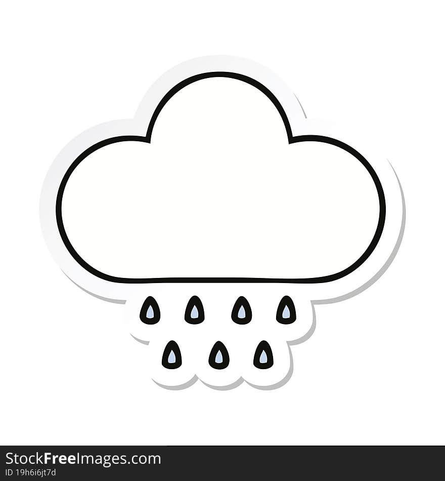 sticker of a cute cartoon rain cloud