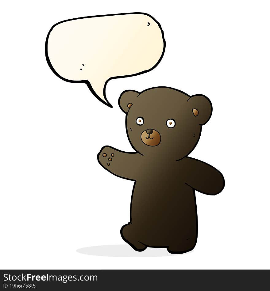 Cartoon Black Bear Cub With Speech Bubble