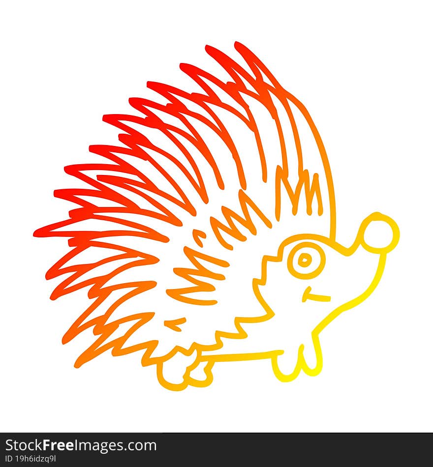 warm gradient line drawing cartoon spiky hedgehog