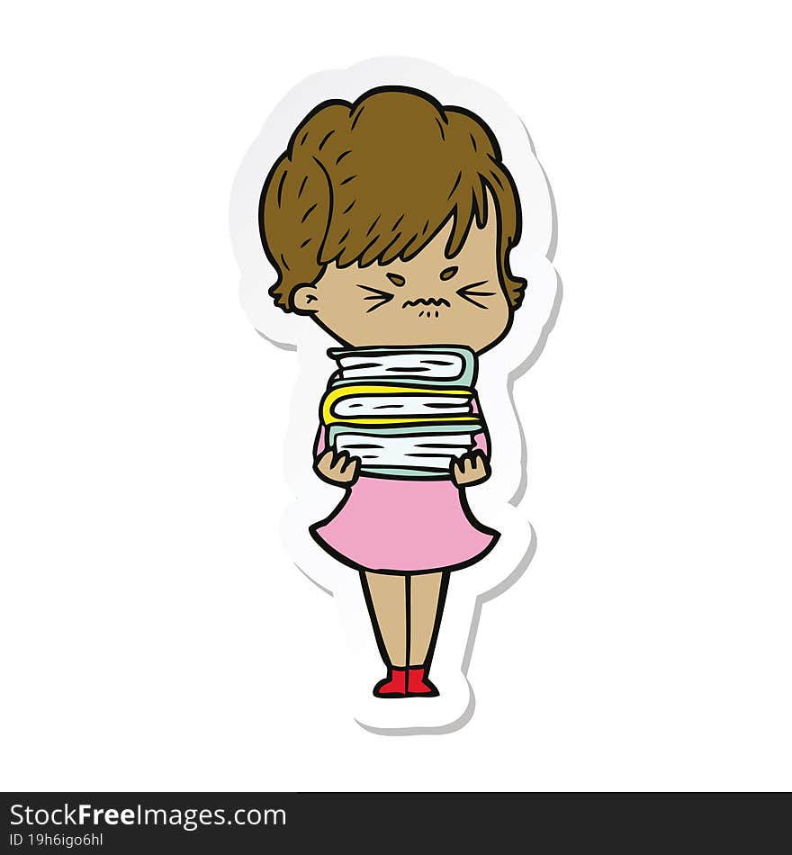 Sticker Of A Cartoon Frustrated Woman