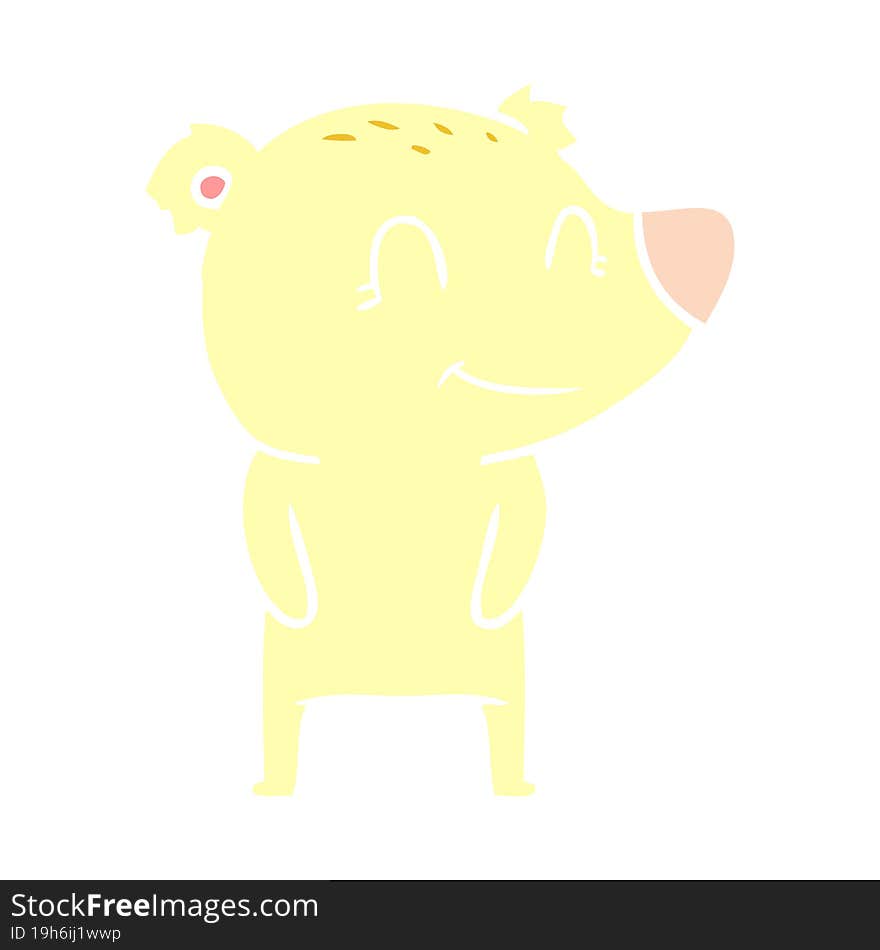 Friendly Bear Flat Color Style Cartoon